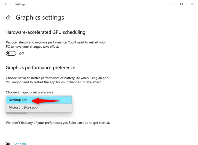 How to choose the default GPU for gaming or apps in Windows 10