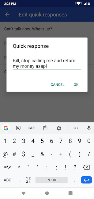 How to change quick response messages on your Android smartphone