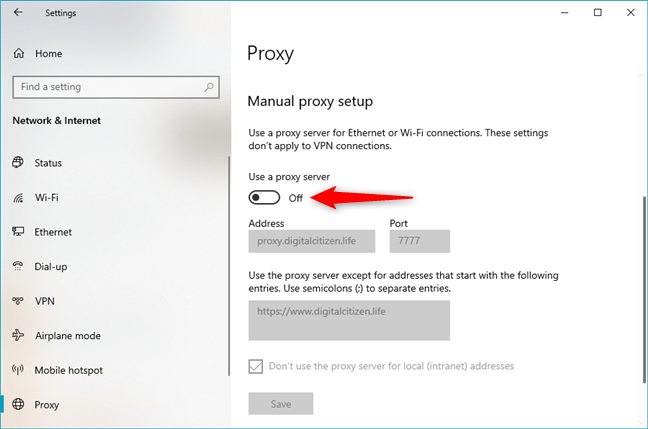 How to configure proxy server settings in Windows 10