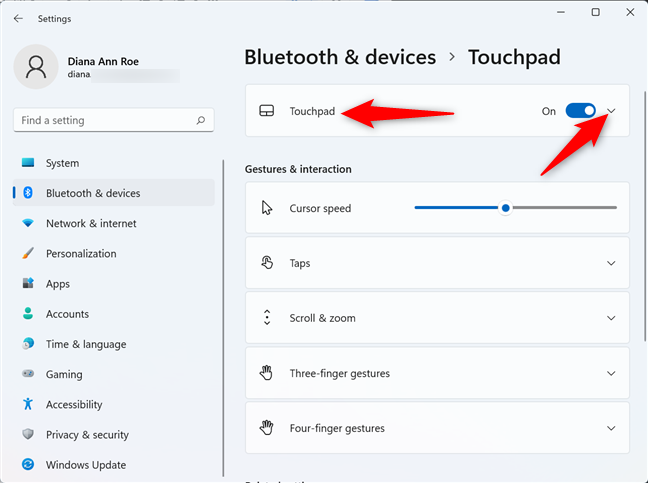 How to disable the touchpad on Windows 11