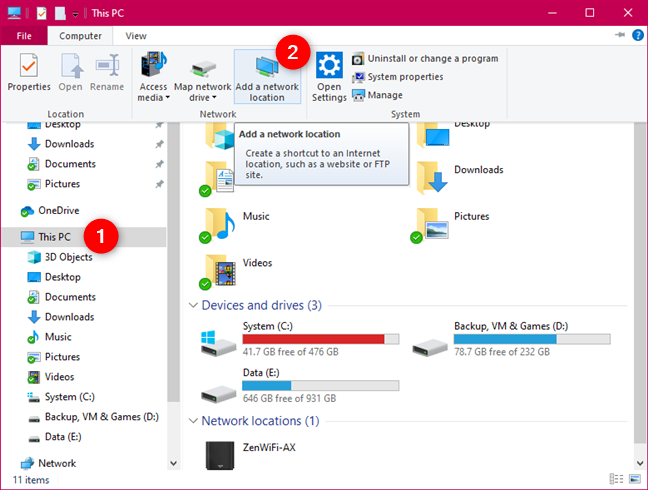 How to map FTP drives, network drives, and web shares, in Windows 10