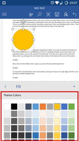 How to add and edit pictures and shapes, in Microsoft Word for Android