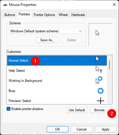 How to use custom mouse cursors in Windows