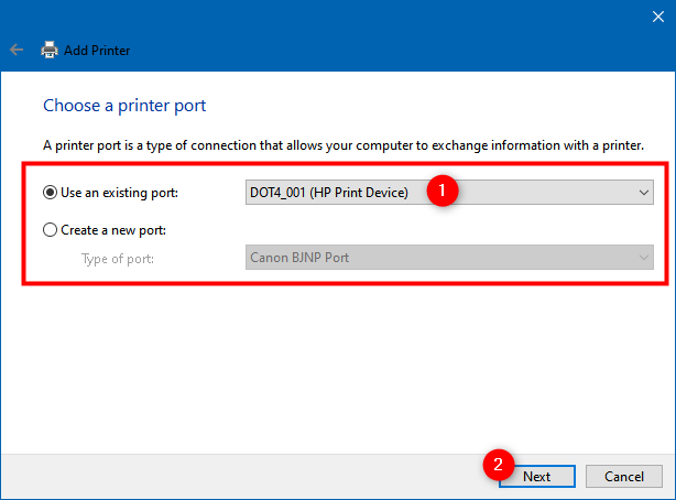 How to add a local printer on your Windows 10 computer, using a USB cable