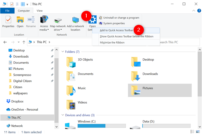 The Quick Access Toolbar in Windows 10: All you need to know