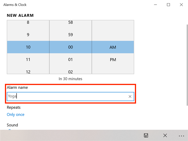 How to use and turn off alarms in Windows 10