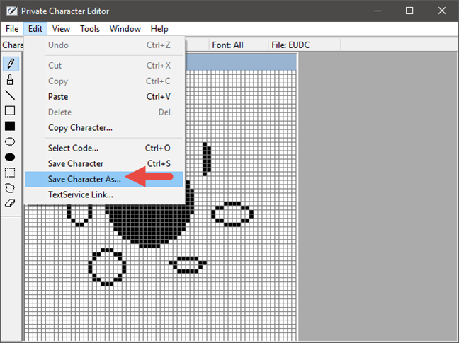 How to create your own characters with the Private Character Editor from Windows