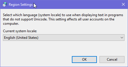 Make Windows correctly display characters from languages other than English (set non-Unicode programs)