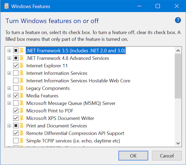 How to add or remove Windows 10 features or components