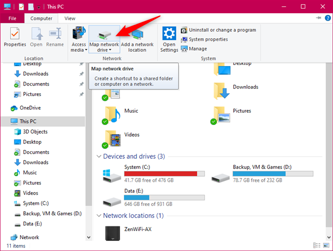 How to map FTP drives, network drives, and web shares, in Windows 10