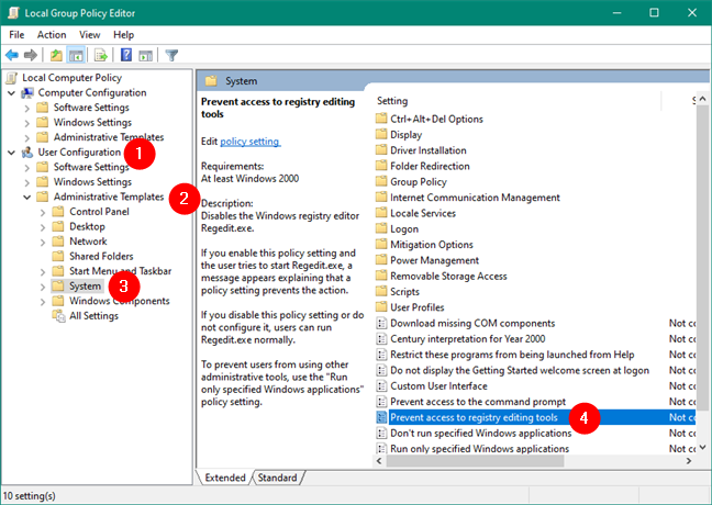User configuration