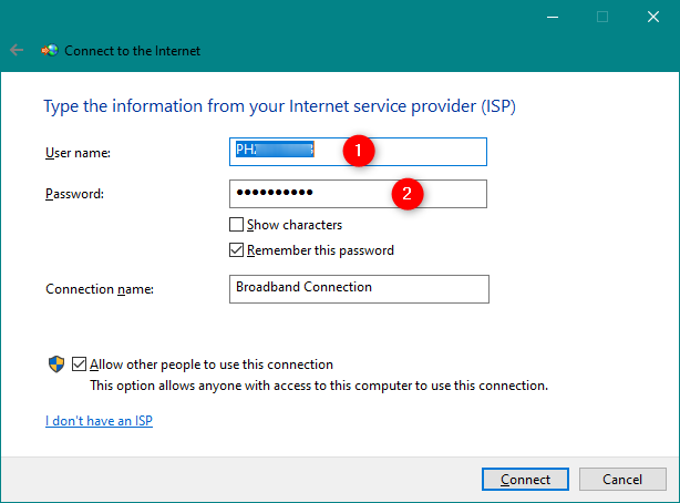 How to set up and use PPPoE internet connections in Windows 10