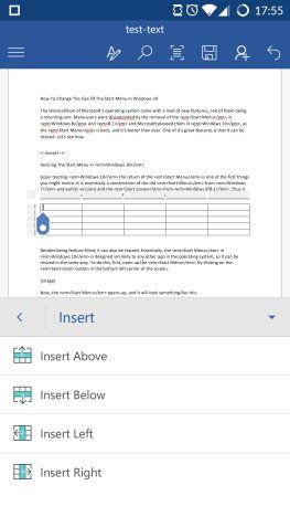 How to insert and edit tables in Microsoft Word for Android