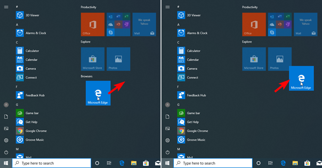 Manage groups of tiles and shortcuts on the Start Menu from Windows 10