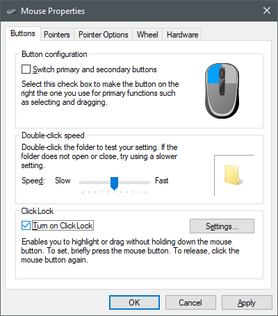 How to configure the mouse settings and sensitivity, in Windows 10