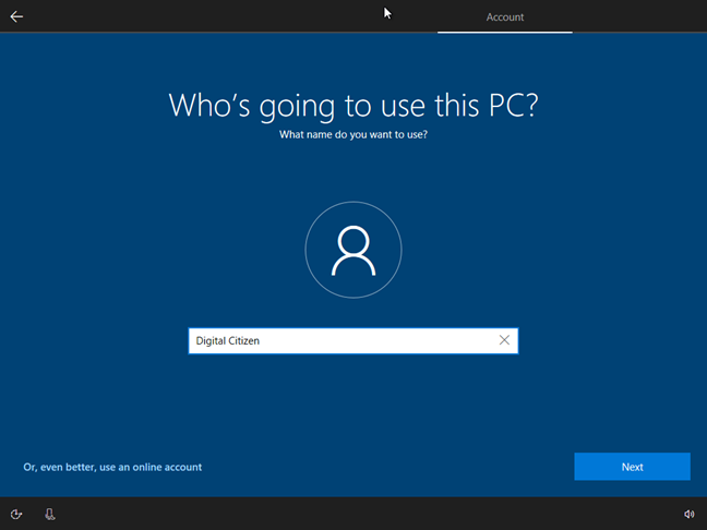 How to set security questions for a local user account, in Windows 10