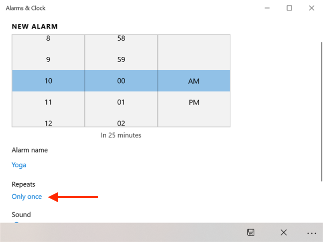 How to use and turn off alarms in Windows 10