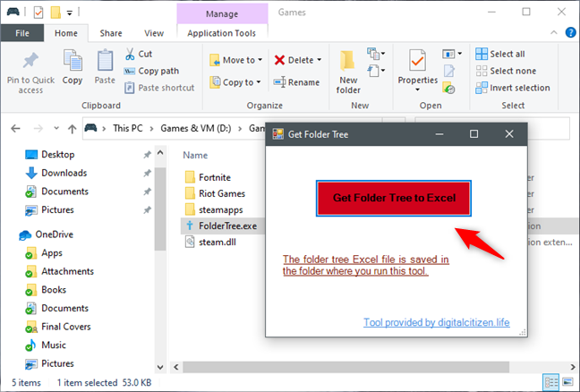 How to export the directory tree of a folder in Windows