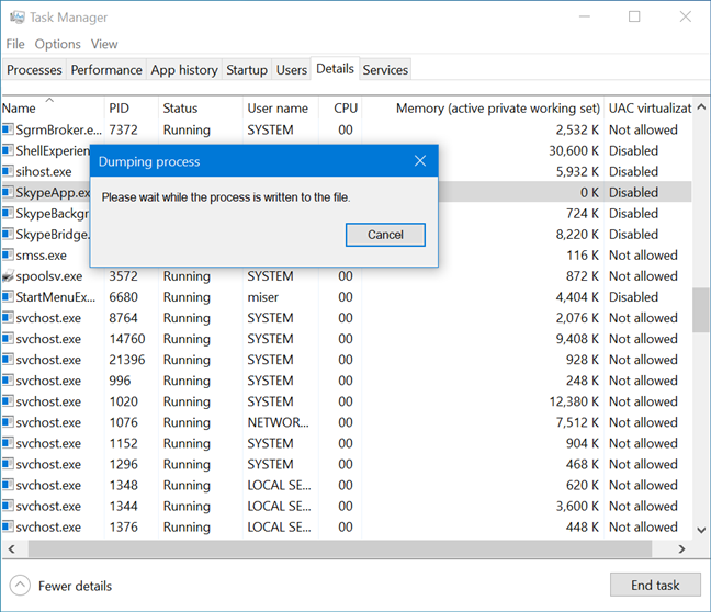 View details about running processes with the Windows 10 Task Manager