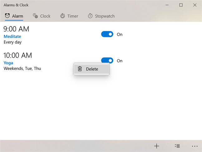 How to use and turn off alarms in Windows 10