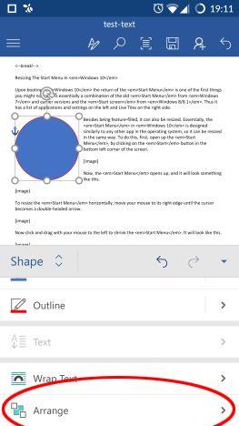 How to add and edit pictures and shapes, in Microsoft Word for Android