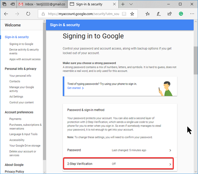 How to enable or disable 2-step verification for your Google account