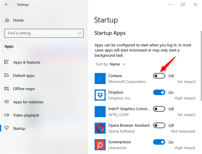 How to change Windows 10 startup programs from Settings