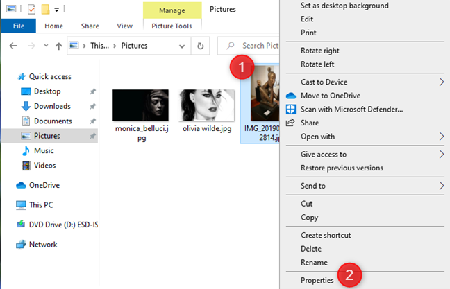 How to add metadata to photos, in Windows 10