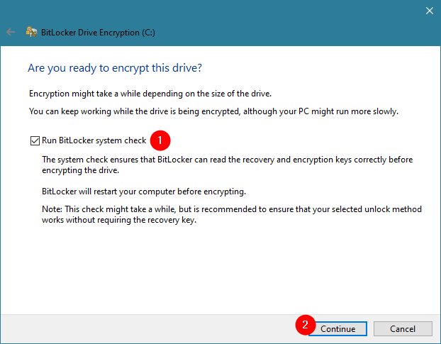 How to encrypt a system partition with BitLocker in Windows 10