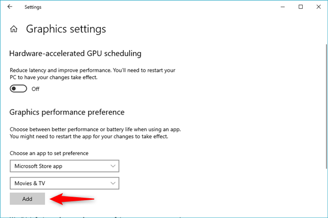 How to choose the default GPU for gaming or apps in Windows 10