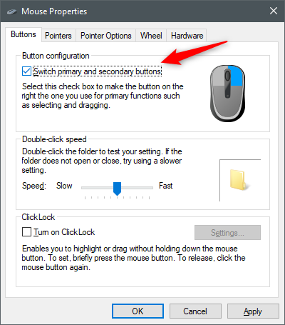 How to configure the mouse settings and sensitivity, in Windows 10