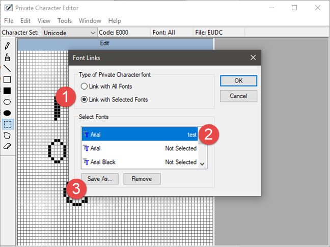 How to create your own characters with the Private Character Editor from Windows