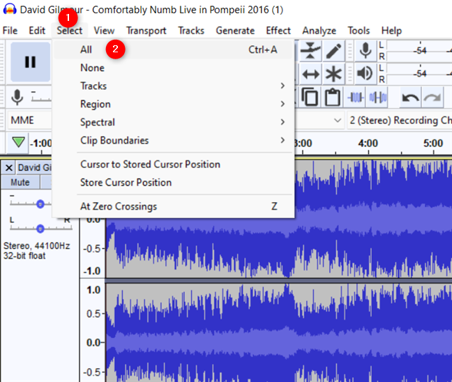 How to use Audacity to reverse audio in Windows