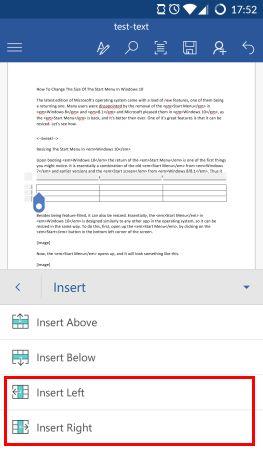 How to insert and edit tables in Microsoft Word for Android