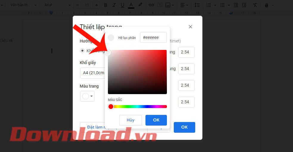 Instructions pour changer la couleur d'arrière-plan de la page dans Google Docs