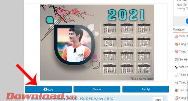 Instructions for creating a 2021 New Year calendar online