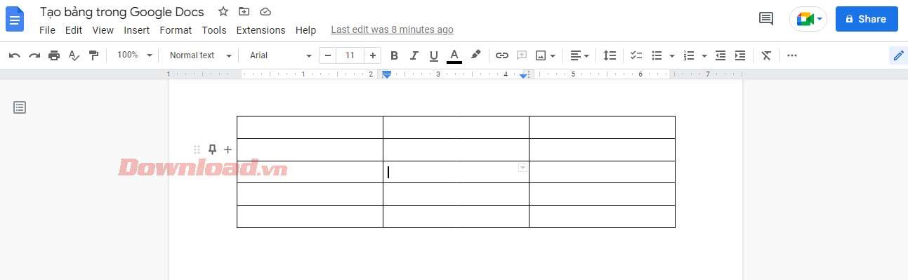 How to create and edit tables in Google Docs