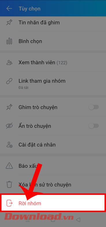 Instructions pour quitter le groupe de discussion Zalo sur téléphones et ordinateurs