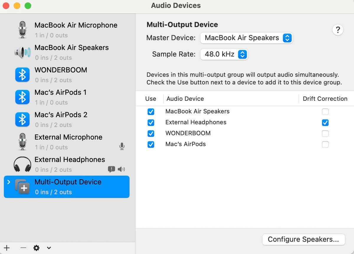 Comment lire de l'audio via plusieurs haut-parleurs et écouteurs sur Mac