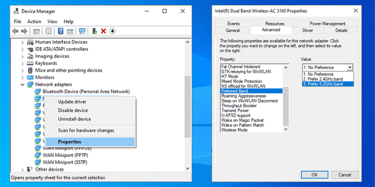 Windows 10에서 2.4GHz에서 5GHz로 전환하는 방법