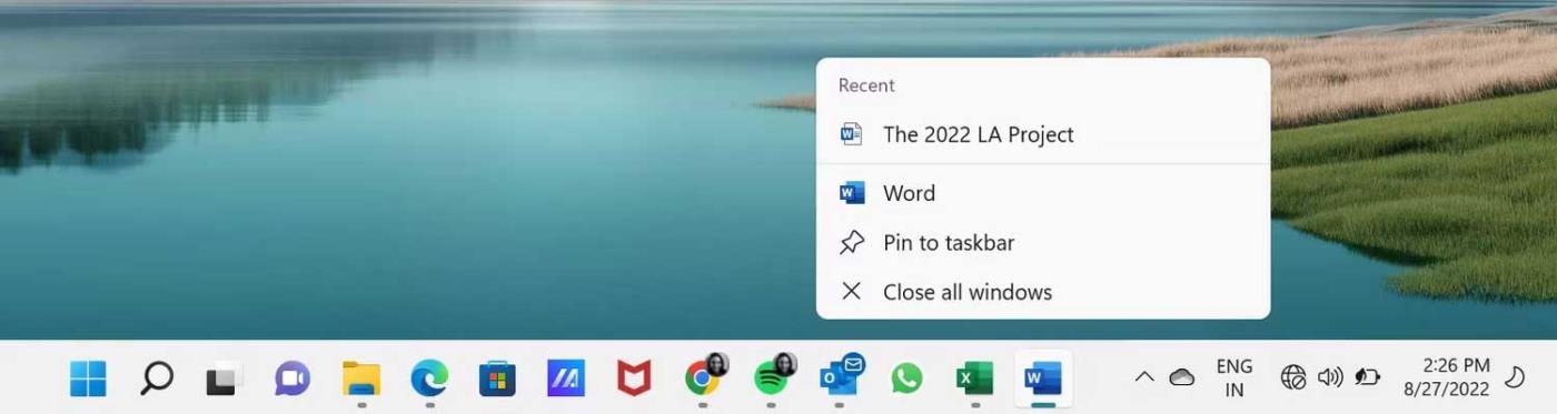 How to pin Word, Excel and PowerPoint files to the corresponding app icon on the Windows 11 taskbar