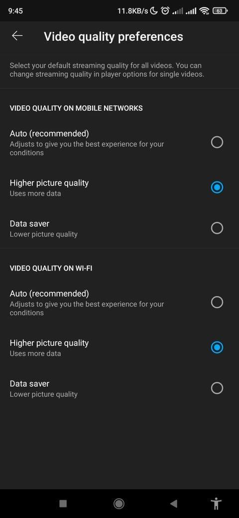 YouTube에서 기본 비디오 품질을 설정하는 방법