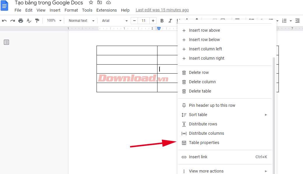 How to create and edit tables in Google Docs