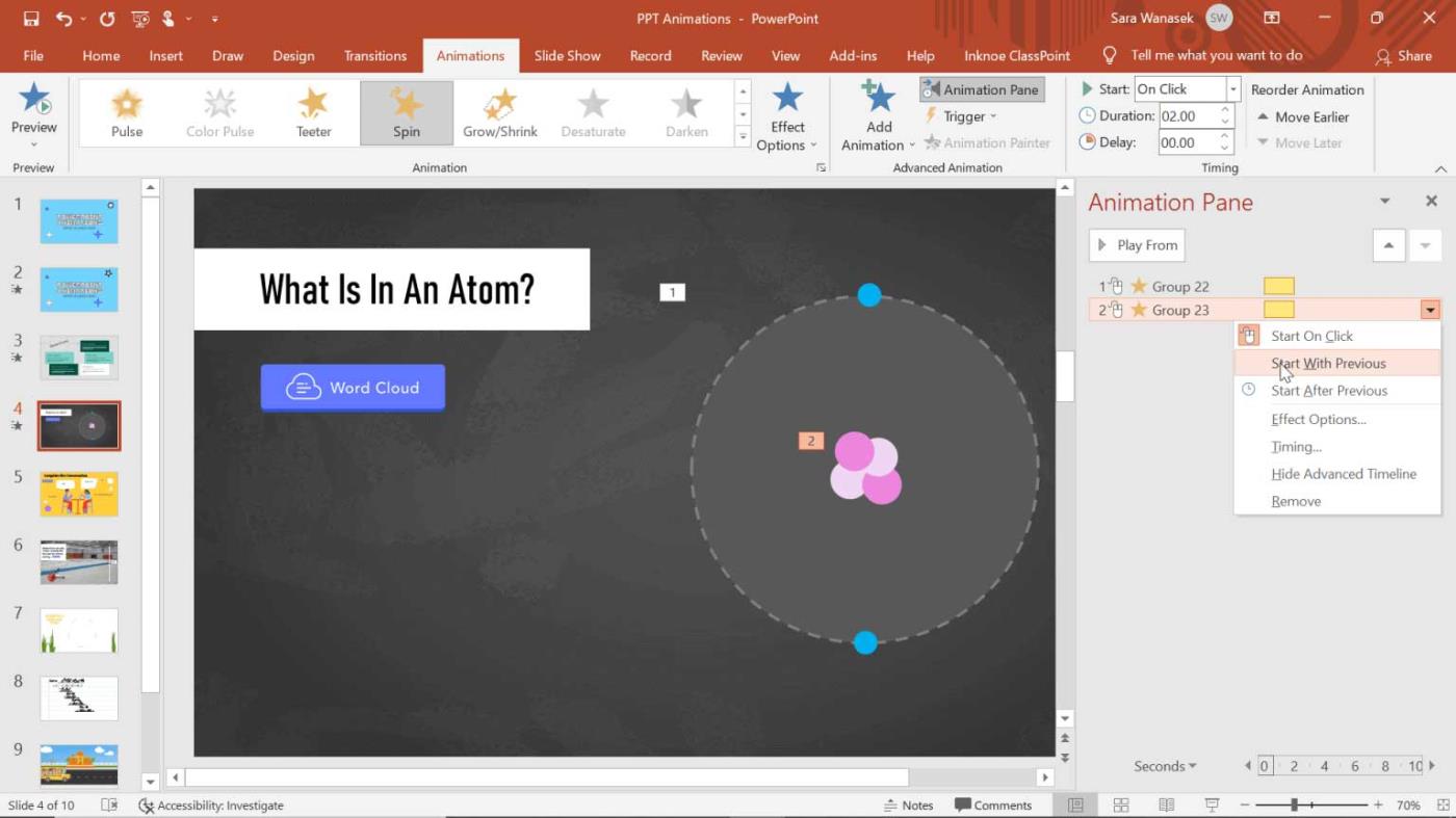 Come aggiungere l'effetto Spin in PowerPoint