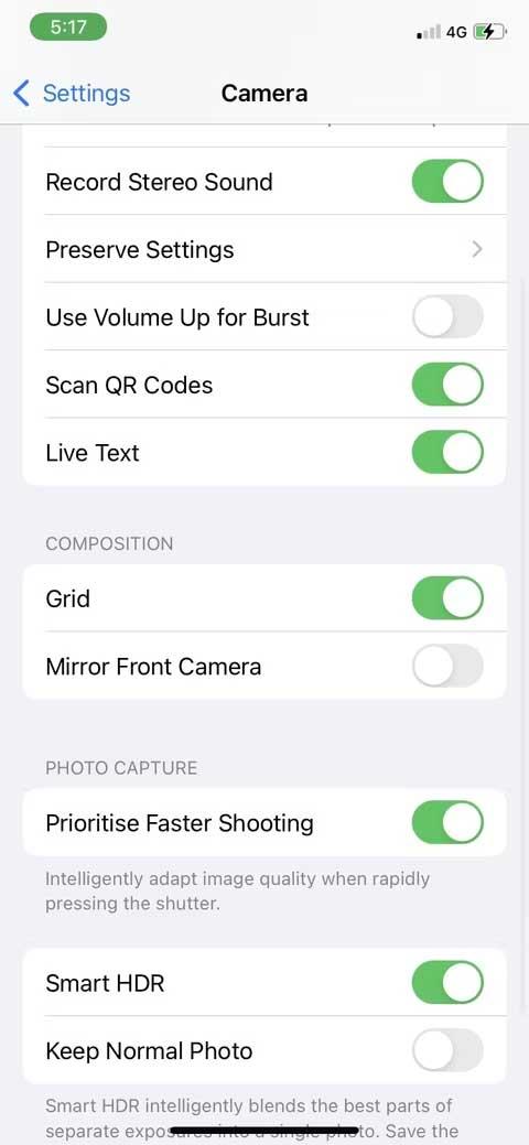 How to enable grid frames on iPhone