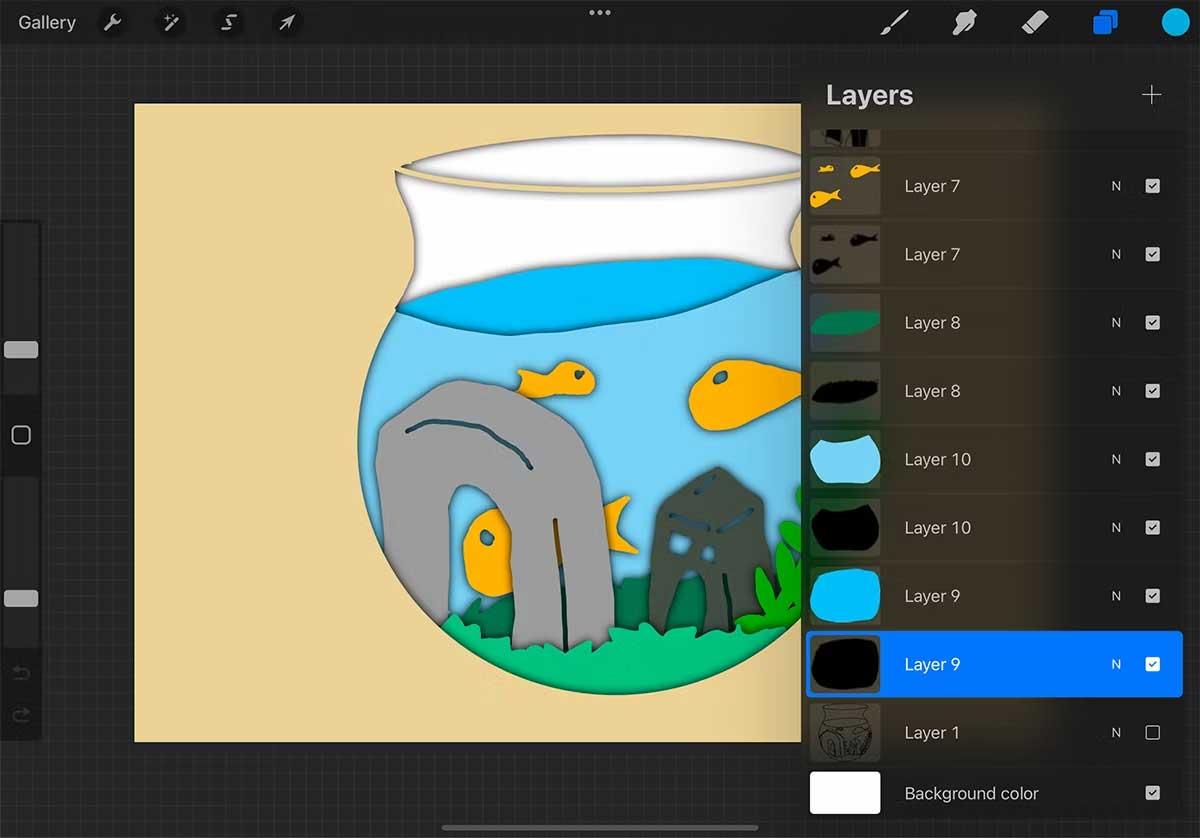 Comment créer un effet de papier découpé dans Procreate