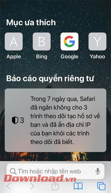 Instructions for setting wallpaper for Safari on iOS 15