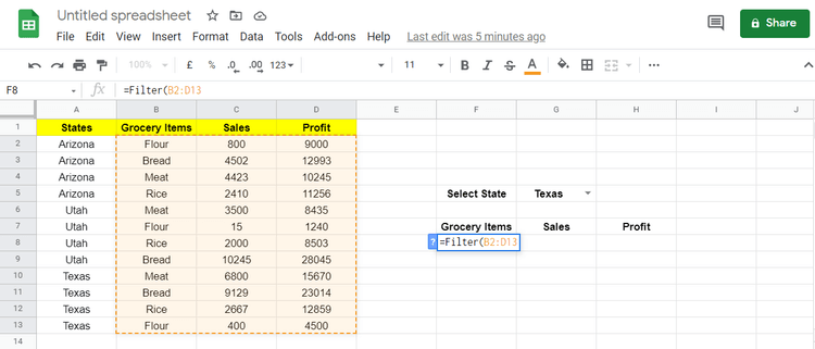 Comment utiliser la fonction FILTRE dans Google Sheets