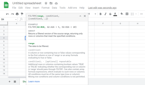 How to use the FILTER function in Google Sheets