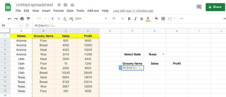 Comment utiliser la fonction FILTRE dans Google Sheets